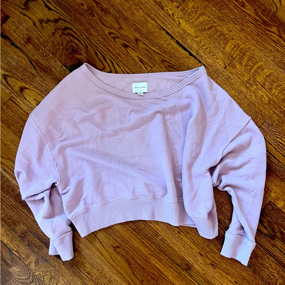 Off the shoulder light sweatshirt